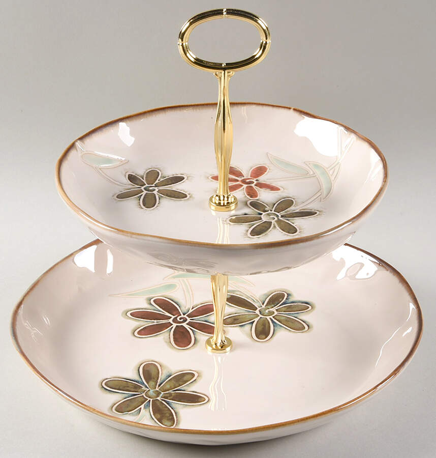 Petals 6 5/8"-10"  2 Tiered Serving Tray (Dp, Sp) HC by Pier 1-1