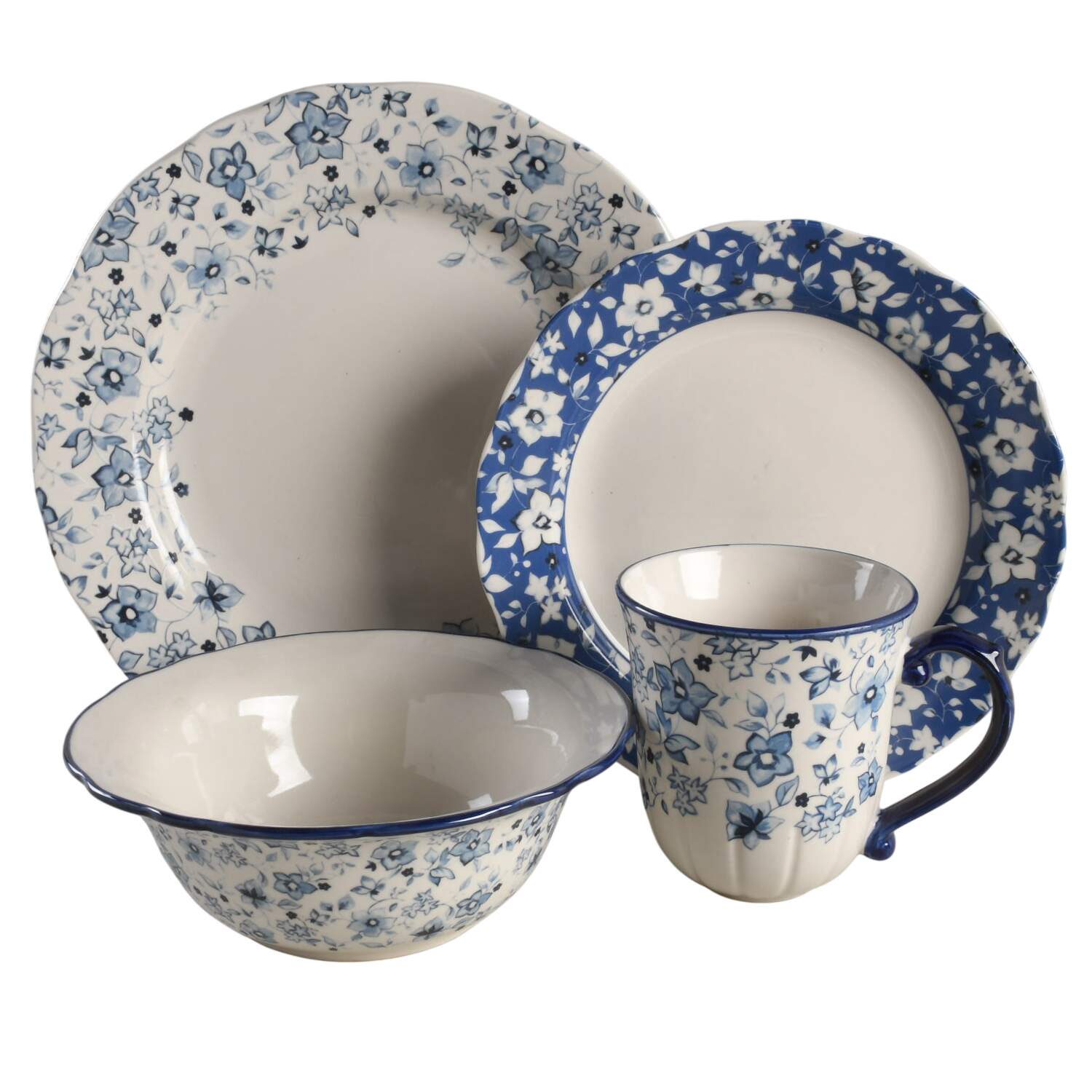Blue Meadow (Scalloped) 4 Piece Place Setting by Pfaltzgraff-1