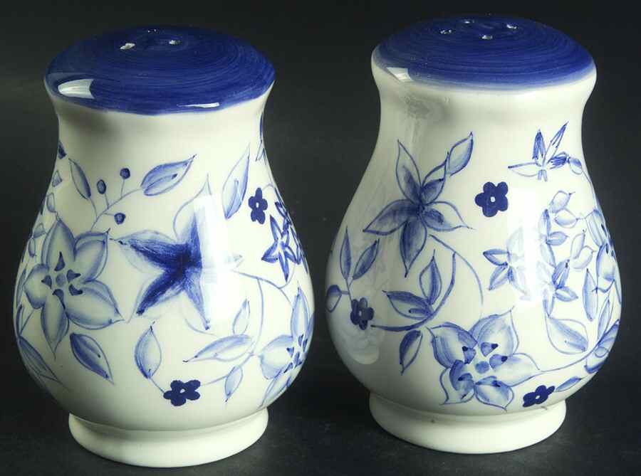 Blue Meadow (Scalloped) Salt & Pepper Set by Pfaltzgraff-1