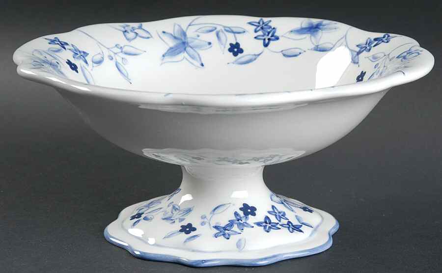 Blue Meadow (Scalloped) 4" Footed Bowl by Pfaltzgraff-1