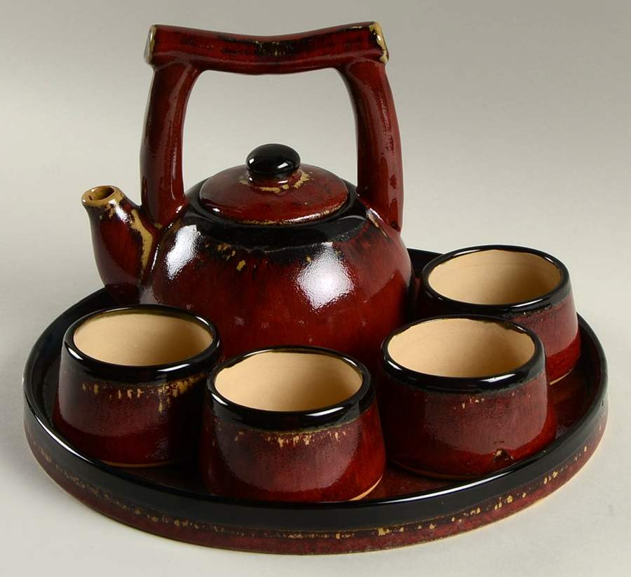 Shanghai (7 Pc) Tea Set (4 No Handle Cups, Teapot & Tray) by Pier 1-1