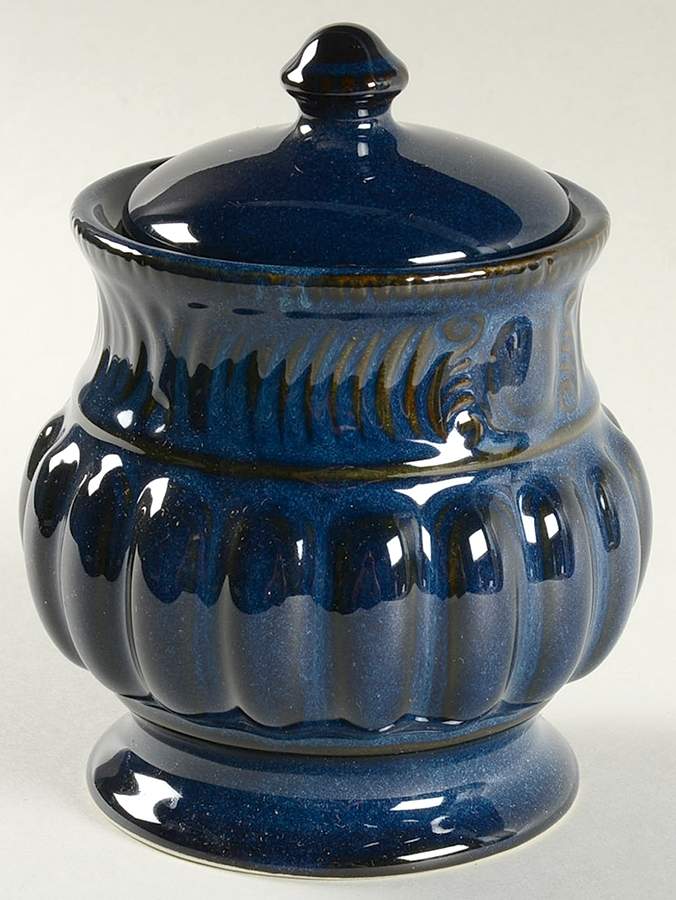 Palladium Blue Sugar Bowl & Lid by Pfaltzgraff-1