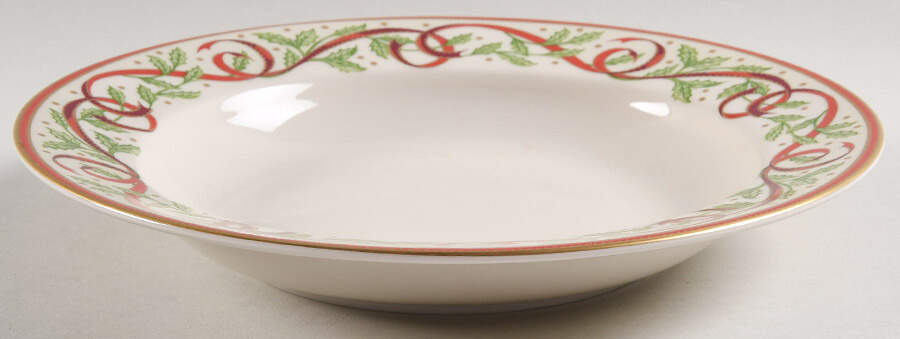 Winter Festival (White & Cream) Large Rim Soup Bowl by Pickard-1