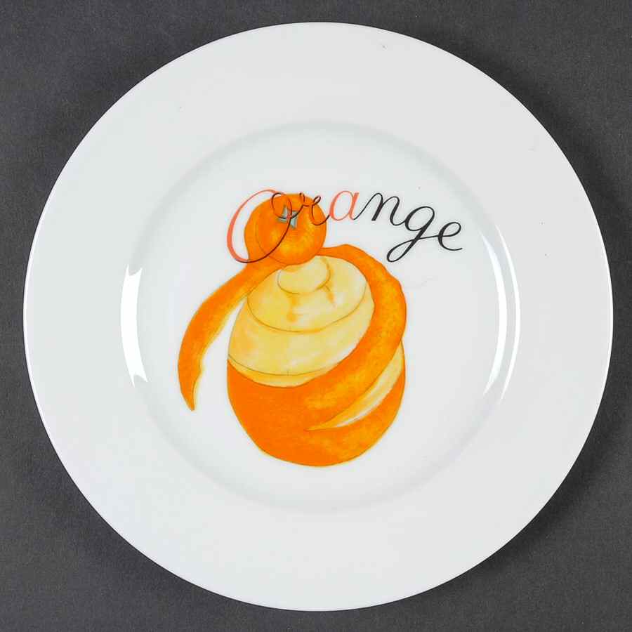 Oranges Canape Plate by Porcelaine de Sologne-1