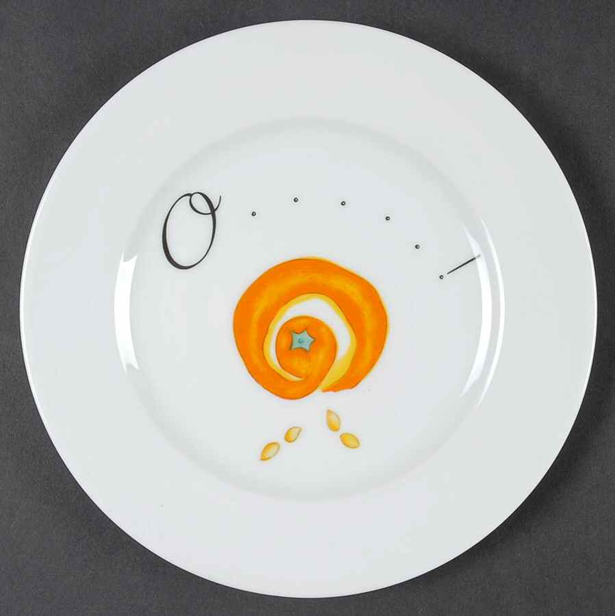 Oranges Canape Plate by Porcelaine de Sologne-1