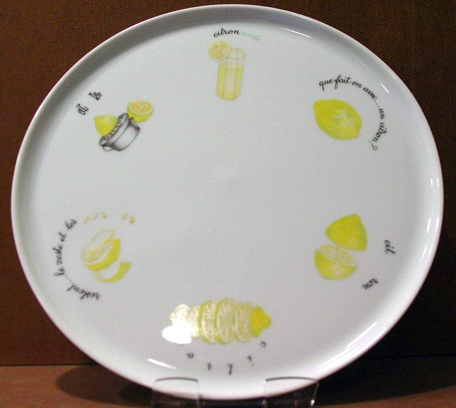 Citrons 12" Chop Plate (Round Platter) by Porcelaine de Sologne-1
