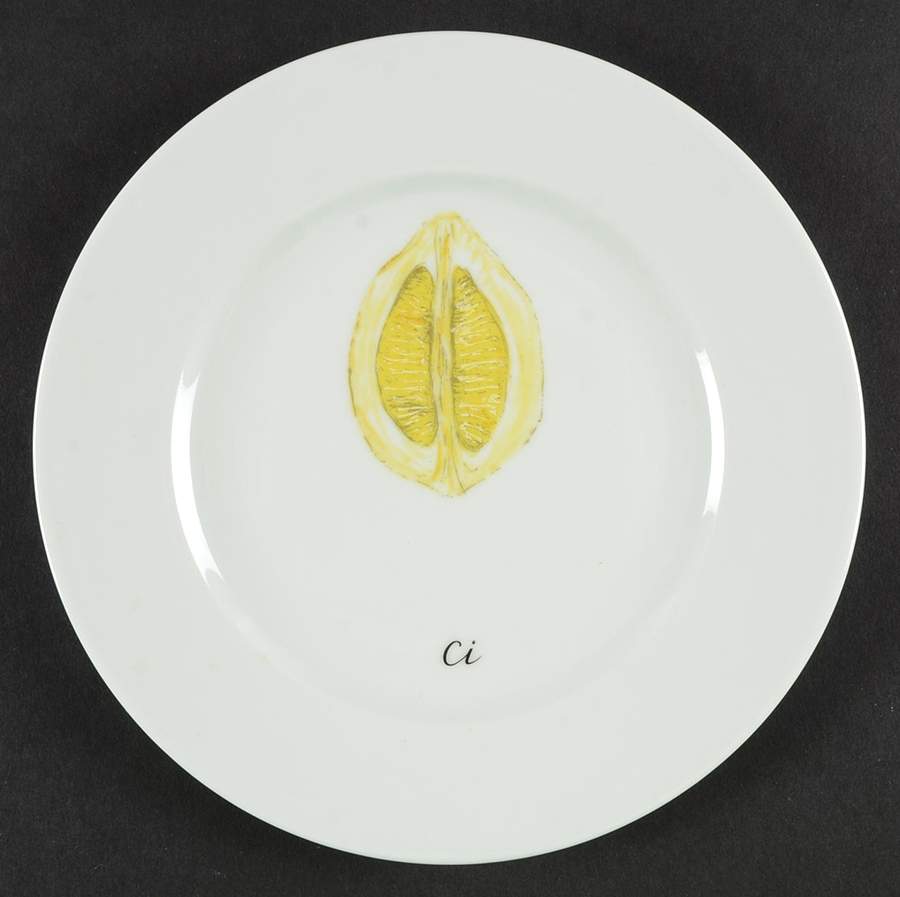 Citrons Canape Plate by Porcelaine de Sologne-1