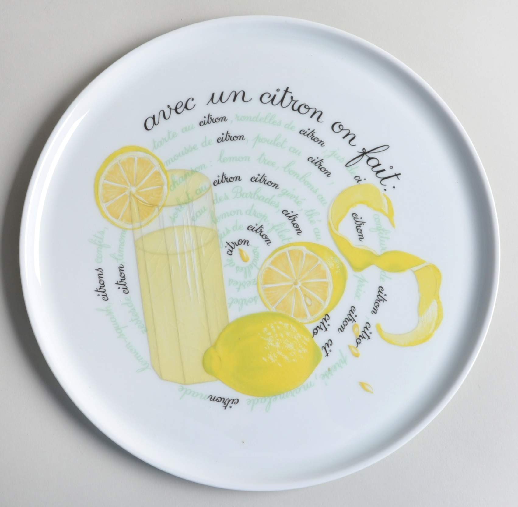 Citrons 12" Chop Plate (Round Platter) by Porcelaine de Sologne-1