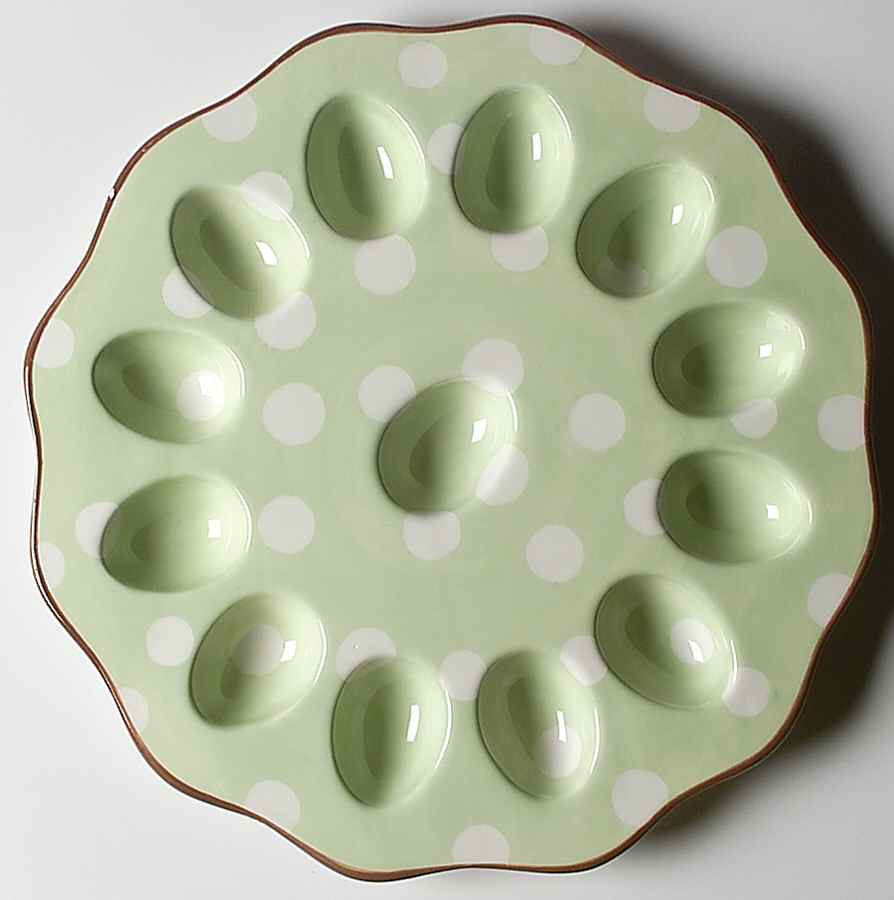 Dot Crazy Yellow and Green Deviled Egg Plate by Paula Deen-1