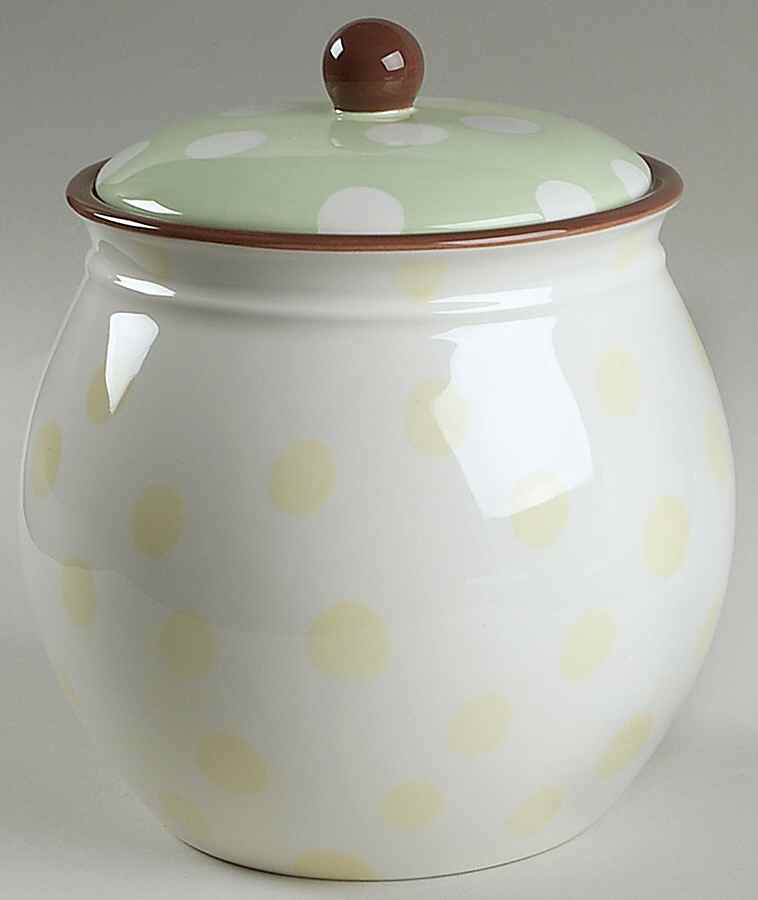 Dot Crazy Yellow and Green Medium Canister & Lid by Paula Deen-1