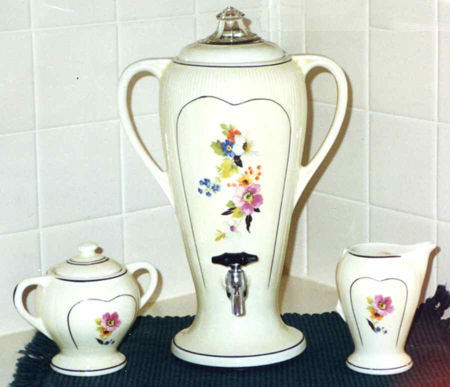 Pink Flower Electric Coffee Urn & Lid with Cord by Porcelier-1