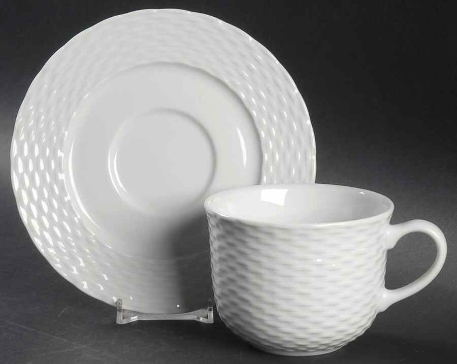 Basketweave Flat Cup & Saucer Set by Pillivuyt-1
