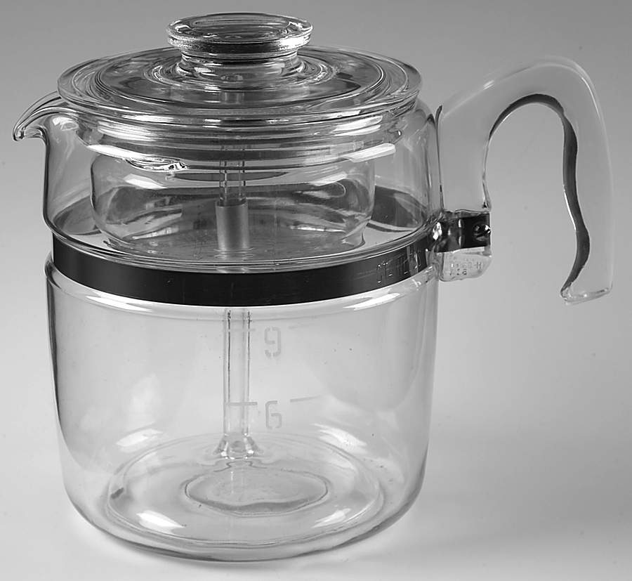 Flameware 9 Cup Percolator & Lid W/Basket & Insert by Pyrex-1