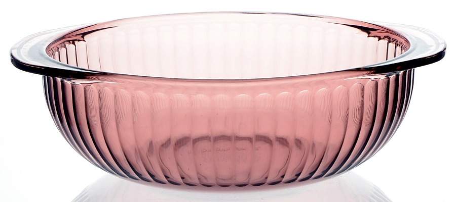 Sculptured Cranberry 2 Qt Round Covered Casserole No Lid by Pyrex-1