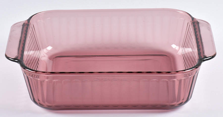 Sculptured Cranberry 8" Square Baker by Pyrex-1