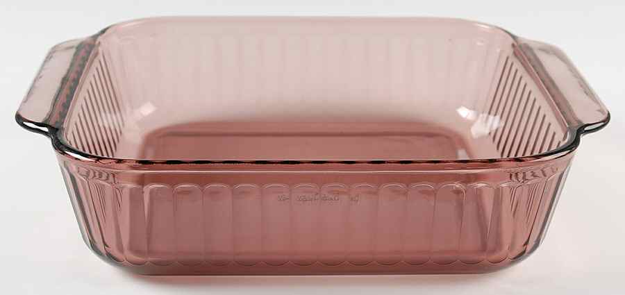 Sculptured Cranberry 10" Square Baker by Pyrex-1