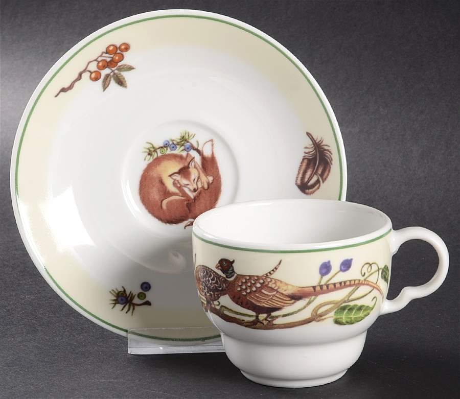 Fauna Flat Cup & Saucer Set by Porsgrund-1
