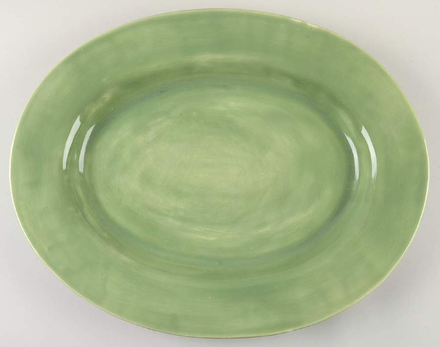 Sausalito Sage Green 18" Oval Serving Platter by Pottery Barn China-1