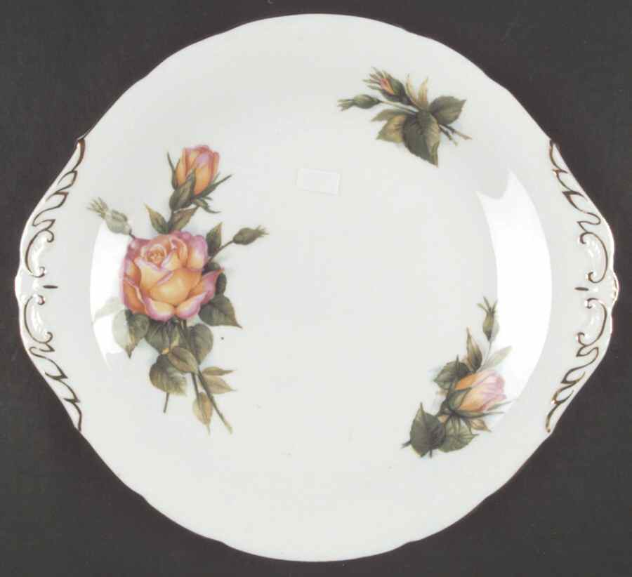 Six World Famous Roses (Newer) Handled Cake Plate by Paragon-1