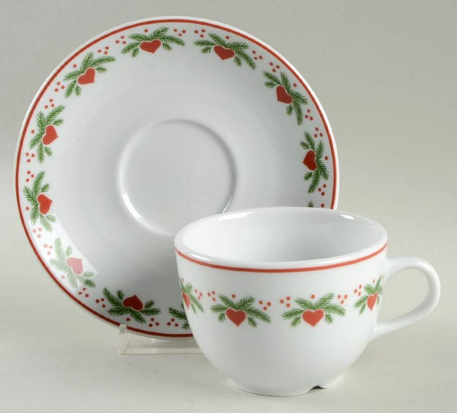 Hearts & Pines Flat Cup & Saucer Set by Porsgrund-1