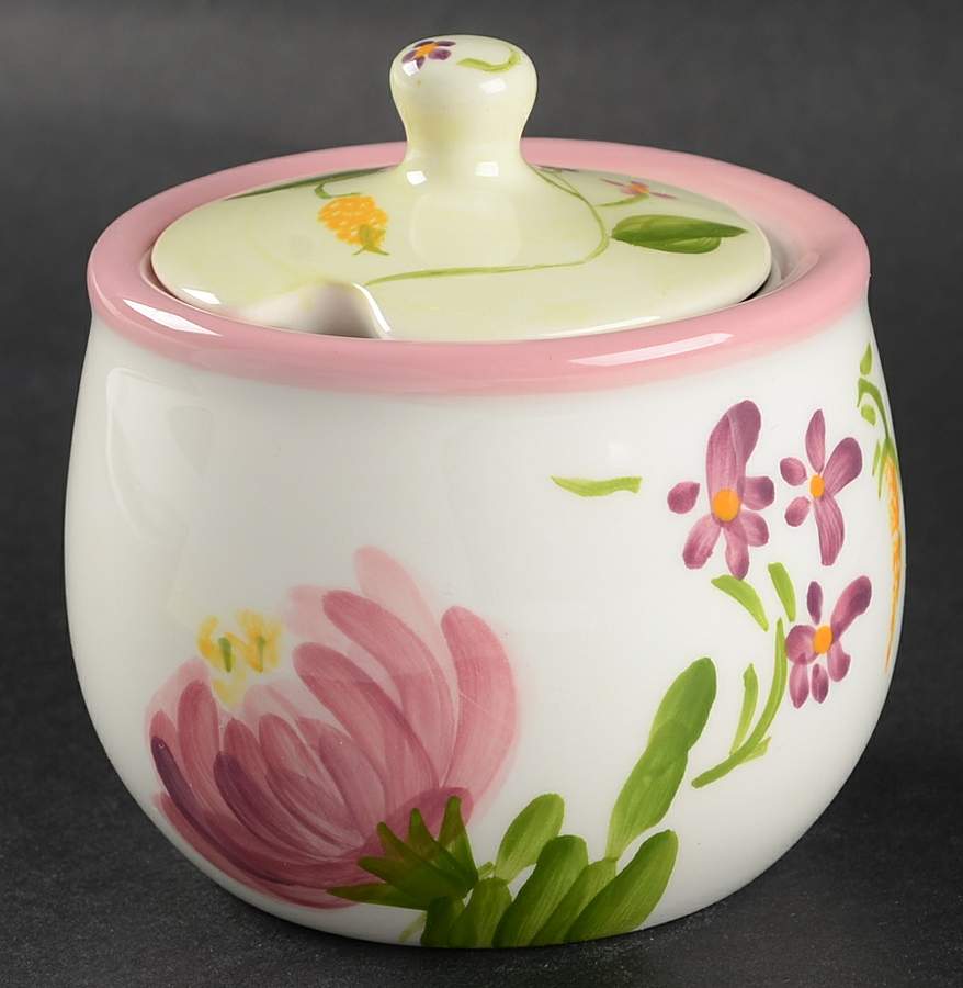 Peony Patch Sugar Bowl & Lid by Paula Deen-1