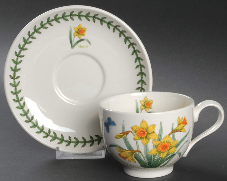 Botanic Garden Flower of the Month Footed Cup & Saucer Set by Portmeirion-1