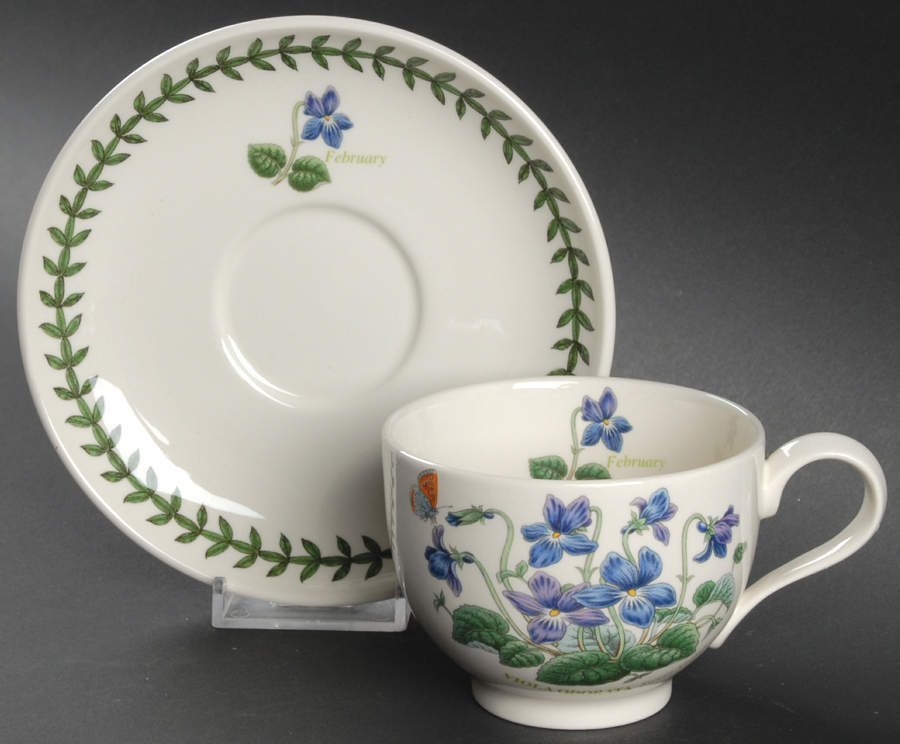 Botanic Garden Flower of the Month Footed Cup & Saucer Set by Portmeirion-1