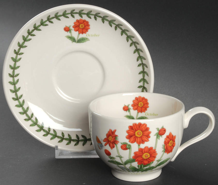 Botanic Garden Flower of the Month Footed Cup & Saucer Set by Portmeirion-1