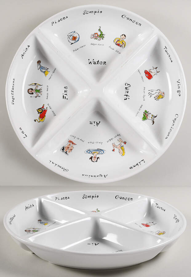 What's Your Sign? 4 Part Round Divided Server by Pottery Barn China-1