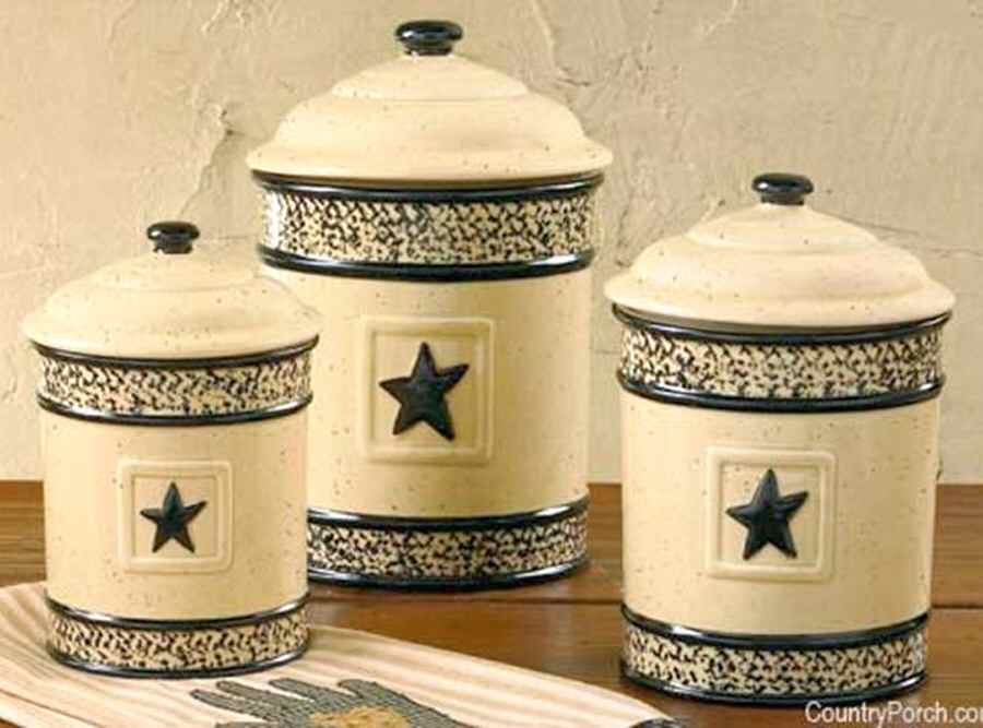 Black Star (3 Piece) Canister Set (Box Set) by Park Designs-1