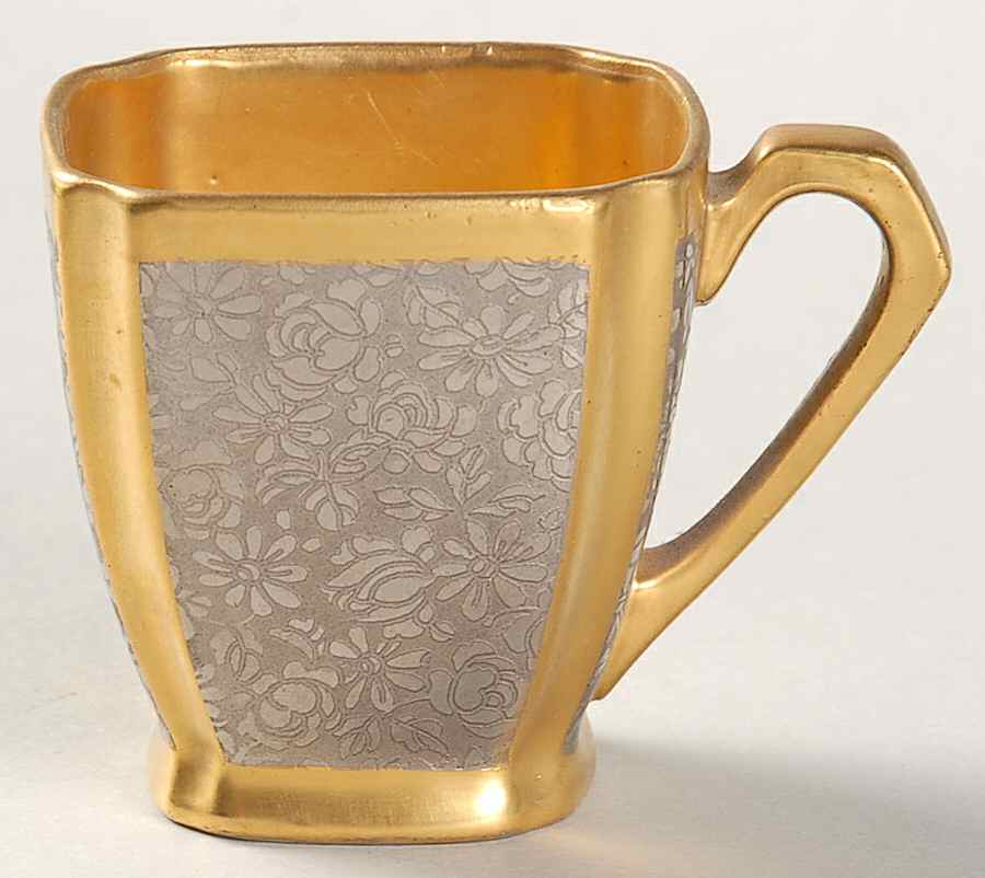 Rose and Daisy (Platinum on Gold) Footed Demitasse Cup by Pickard-1