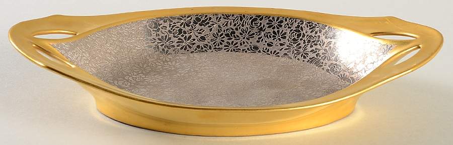 Rose and Daisy (Platinum on Gold) Relish by Pickard-1