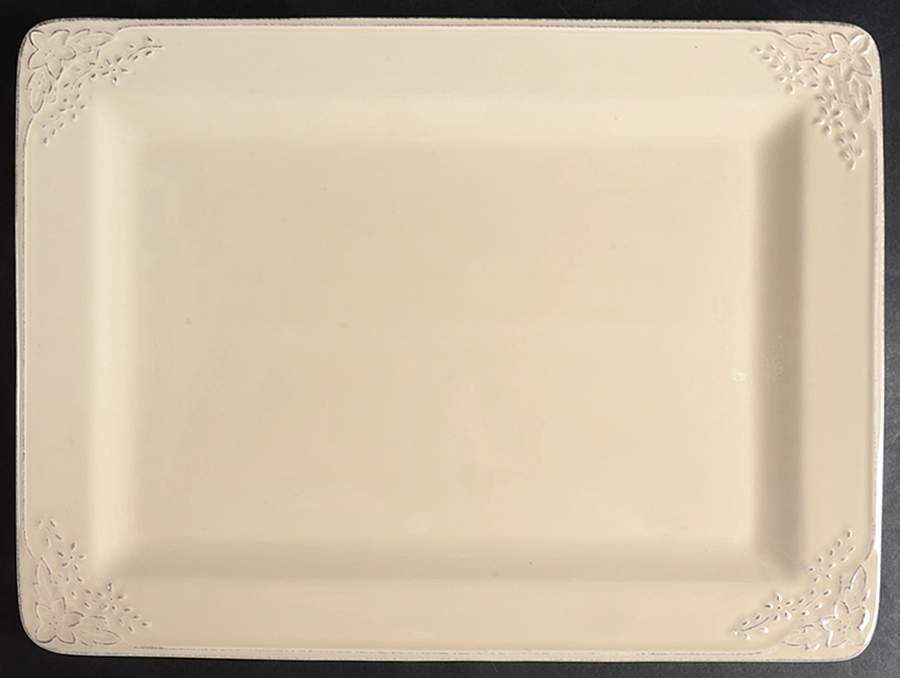 Lacey Cream 15" Rectangular Serving Platter by Pier 1-1