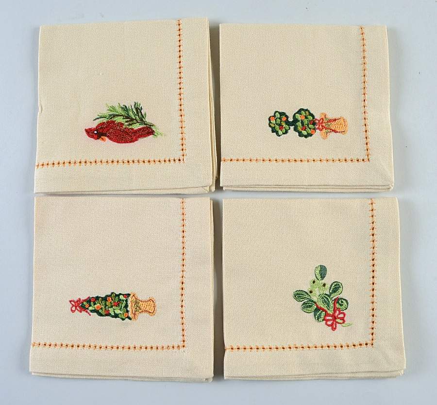 Home for the Holidays Cloth Cocktail Napkin - Set of 4 Motifs by Paula Deen-1