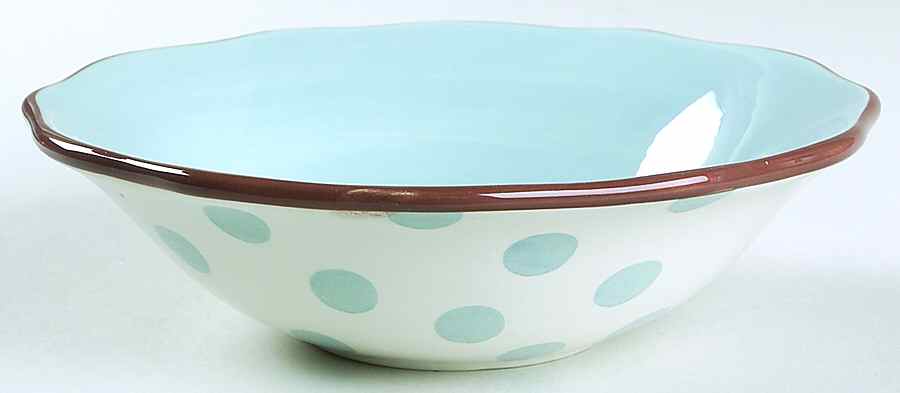 Dot Crazy Blue and Brown Soup/Cereal Bowl by Paula Deen-1
