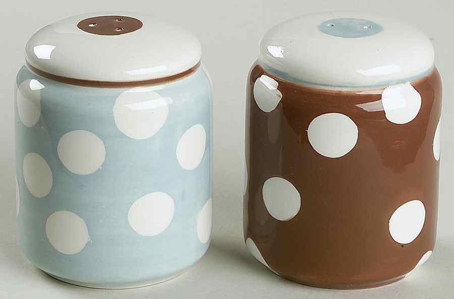 Dot Crazy Blue and Brown Salt & Pepper Set by Paula Deen-1