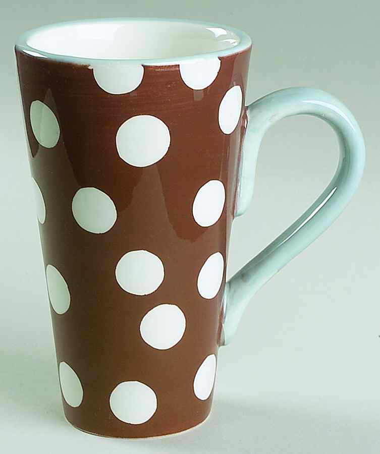 Dot Crazy Blue and Brown Latte Mug by Paula Deen-1