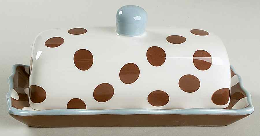 Dot Crazy Blue and Brown 1/4 Lb Covered Butter by Paula Deen-1
