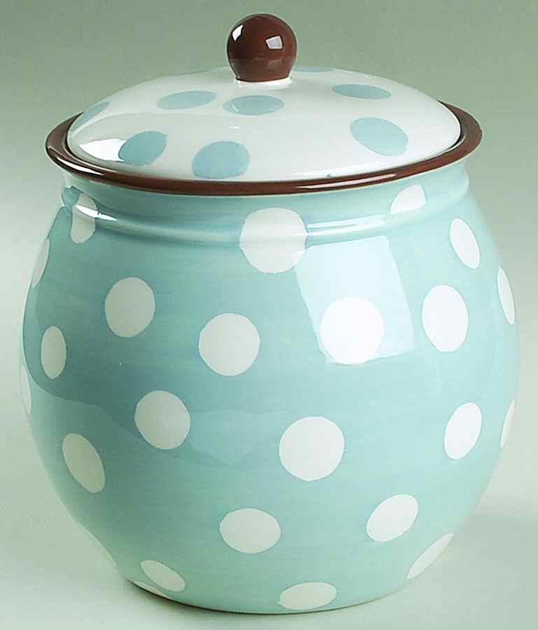 Dot Crazy Blue and Brown Medium Canister & Lid by Paula Deen-1