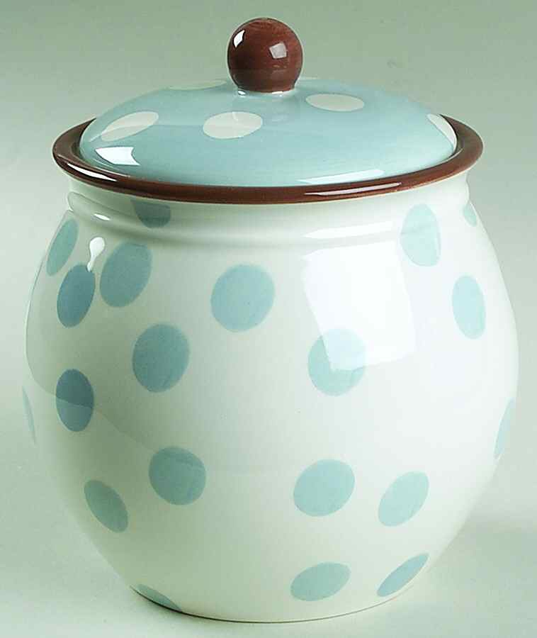 Dot Crazy Blue and Brown Small Canister & Lid by Paula Deen-1