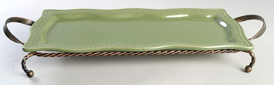 Pavillion (Autumn Colors) Bread Tray & Metal Stand by Princess House-1