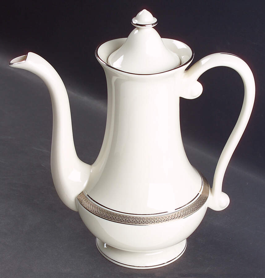 Geneva (White Background) Tea/Coffee Pot & Lid by Pickard-1