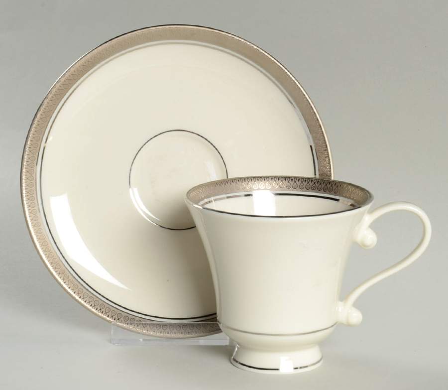 Geneva (White Background) Footed Cup & Saucer Set by Pickard-1
