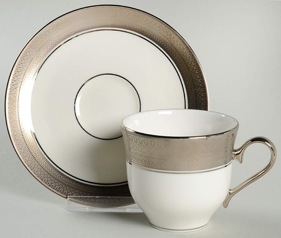 St Moritz (White Background) Flat Cup & Saucer Set by Pickard-1