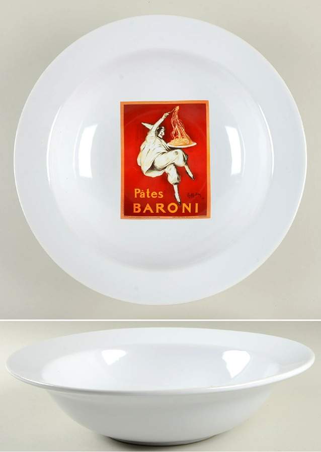 Vintage Posters 13" Pasta Serving Bowl by Pottery Barn China-1