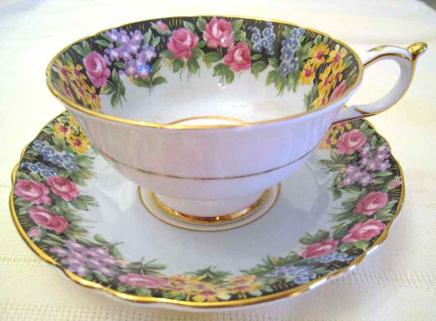 Old English Garden Footed Cup & Saucer Set by Paragon-1