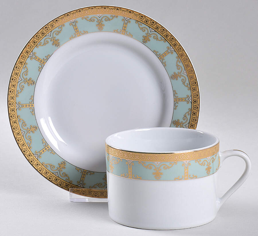 PLX2 Aqua Flat Cup & Saucer Set by Palate & Plate-1