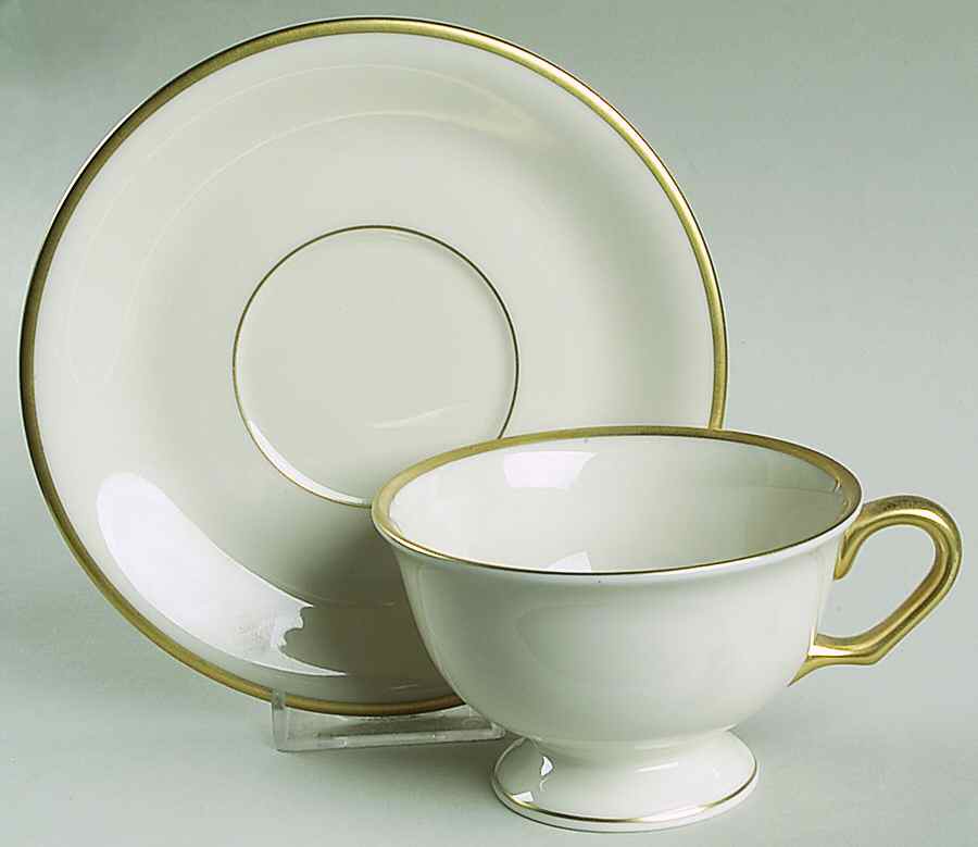 Puritan (Cream, Single Trim) Footed Cup & Saucer Set by Pickard-1