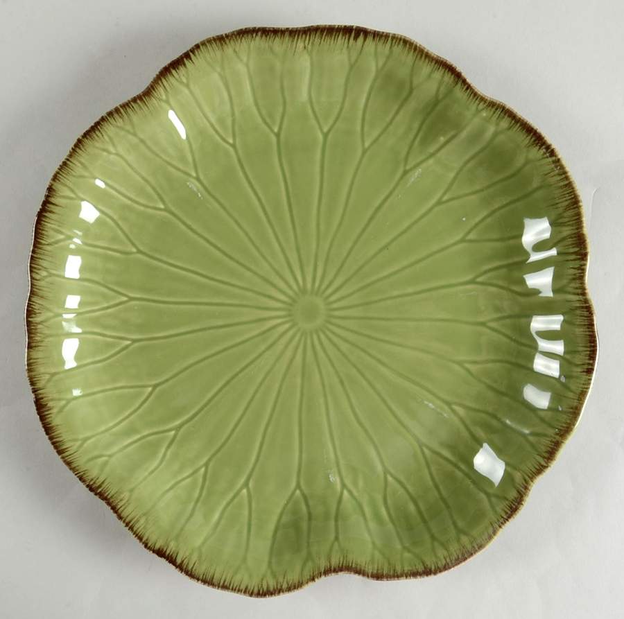 Lotus Avocado Dinner Plate by Primitive Artisan-1