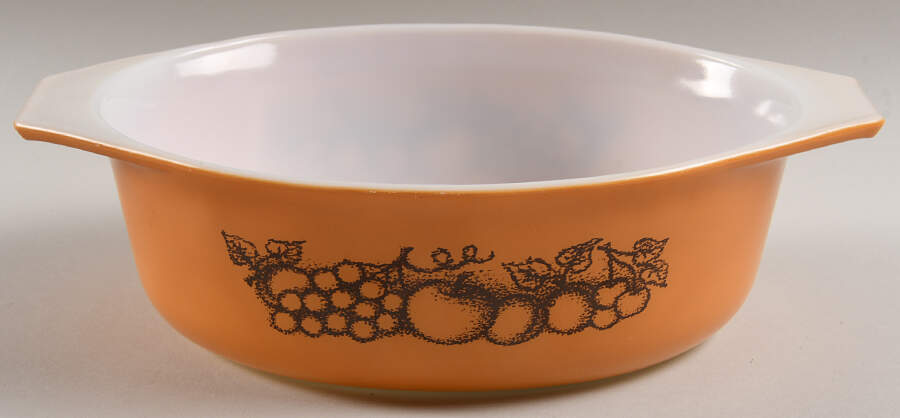 Old Orchard 1.5 Quart Oval Covered Casserole No Lid by Pyrex-1